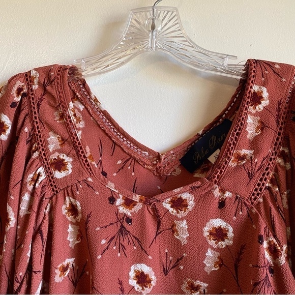 Francescas blue rain long balloon sleeve pink top with white flowers size XS - Picture 3 of 9